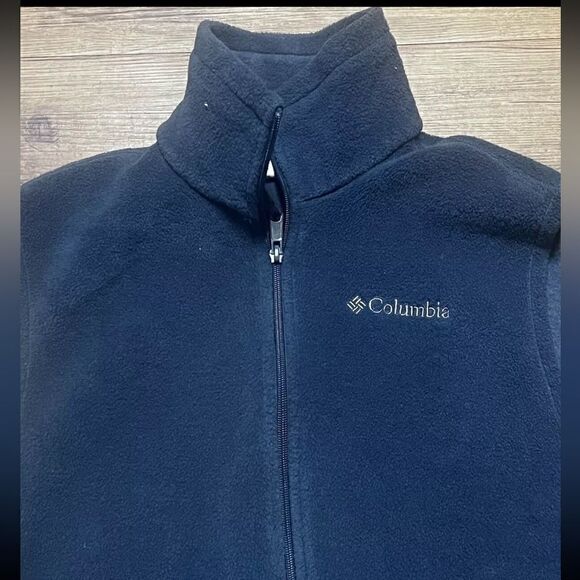 Columbia Men’s Size Small Navy Blue Fleece Full Zip Cathedral Vest - Picture 2 of 6